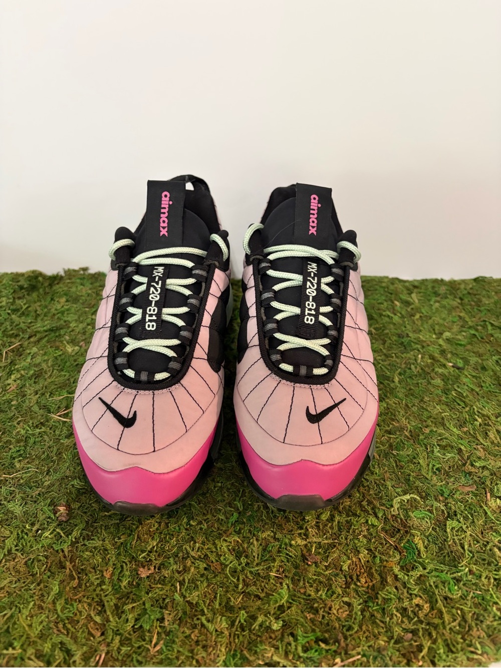 Nike Women’s Pink and Black Air Max Sneakers with Mint Laces